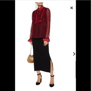 Anna Sui Ruffled embroidered tulle blouse